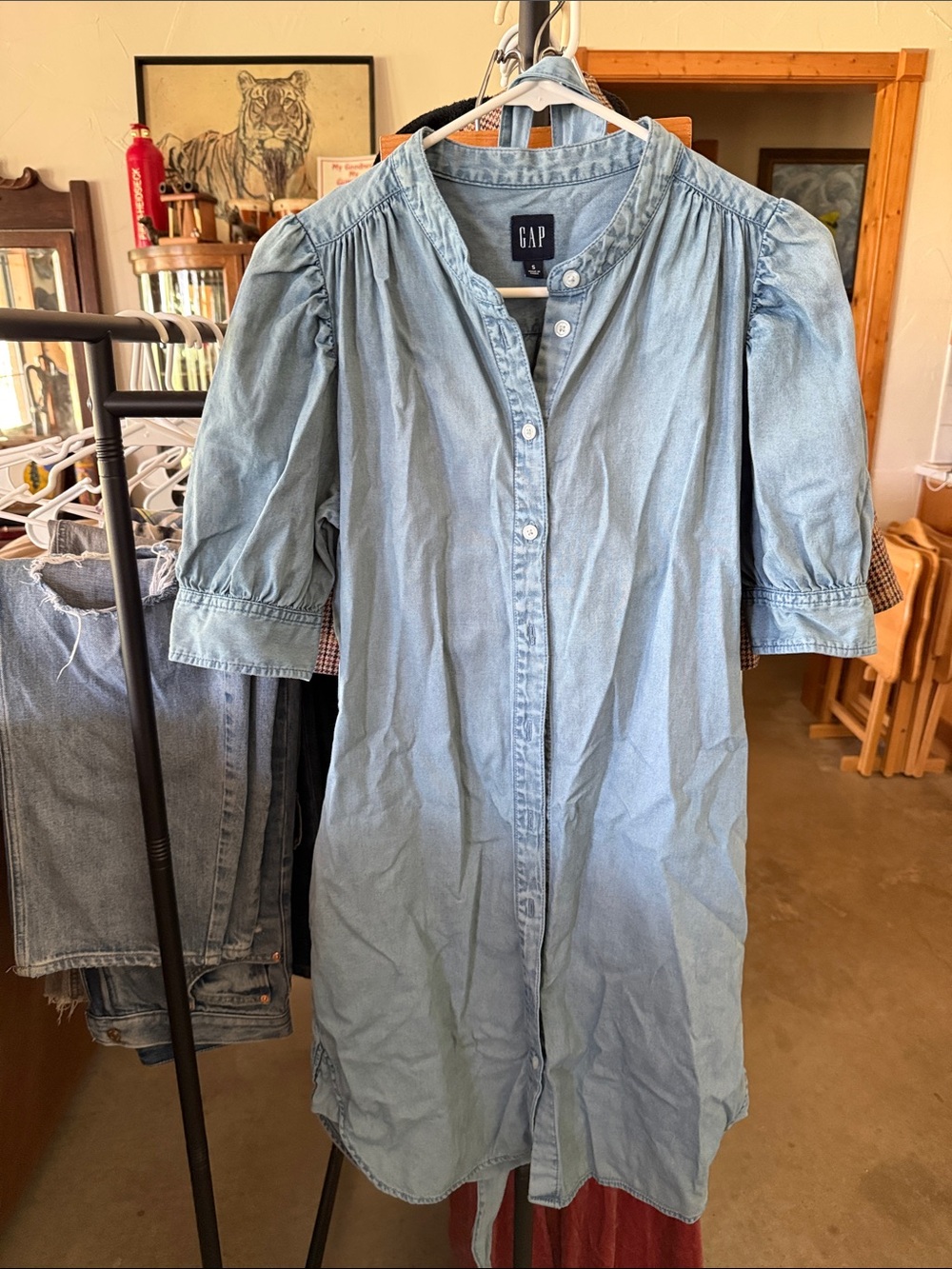 GAP Light Denim Midi Button-Front Dress
